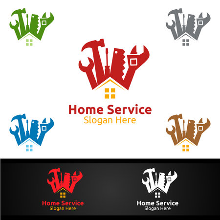 Real Estate and Fix Home Repair Services Logo Designのイラスト素材