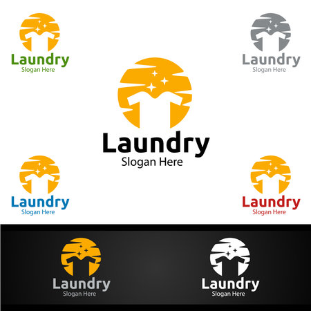 Laundry Dry Cleaners  with Clothes, Water and Washing Concept Designのイラスト素材
