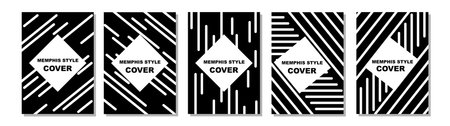 Set of Memphis Style Covers. Flat Vector Illustrations for Background, Brochures, Posters and Banners Templateのイラスト素材