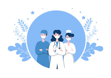 Thank You Doctor and Nurse, Illustration Pack of Thanksgiving To All Medical Assistants For Fighting with virus and Saving Lots of Lives Designのイラスト素材