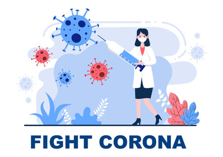 Vector Illustration Healthcare Medical People Of Protecting And Fighting Against The Corona Virus Conceptのイラスト素材