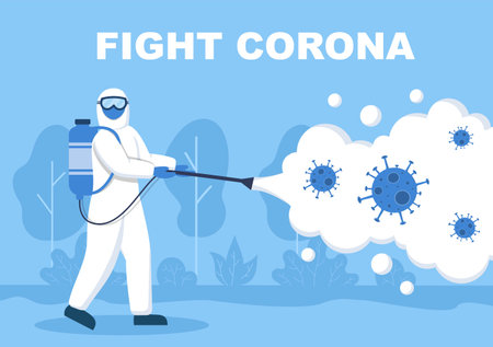 Vector Illustration Healthcare Medical People Of Protecting And Fighting Against The Corona Virus Conceptのイラスト素材
