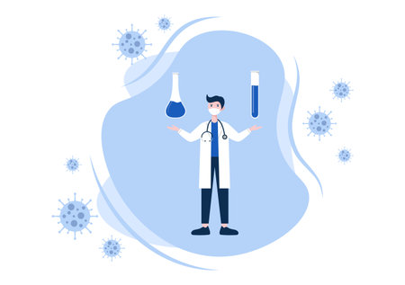 Vector Illustration Healthcare Medical People Of Protecting And Fighting Against The Corona Virus Conceptのイラスト素材