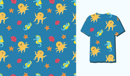 Cute Character Animal Seamless Patterns Can Be Used as Designs On Clothes, Wallpapers, Backgrounds. Vector Illustrationのイラスト素材