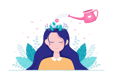 Mental Health Due To Psychology, Depression, Loneliness, Illness, Brain Development, or Hopelessness. Psychotherapy And Mentality Healthcare. Illustrationのイラスト素材