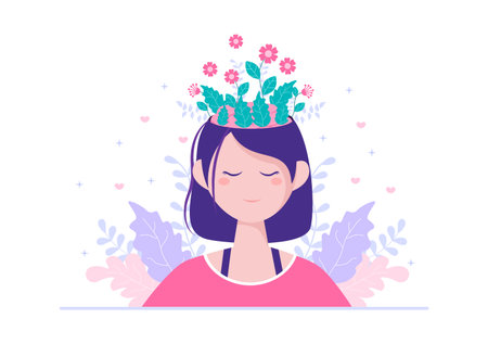 Mental Health Due To Psychology, Depression, Loneliness, Illness, Brain Development, or Hopelessness. Psychotherapy And Mentality Healthcare. Illustrationのイラスト素材