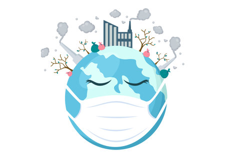 Save Our Planet Earth Illustration To Green Environment With Eco Friendly Concept and Protection From Natural Damage Templateのイラスト素材
