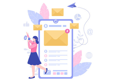 Email Marketing Vector Illustration For Design Digital, Campaign, Web Page, Business Presentation, Or Mobile Social Network Templateのイラスト素材