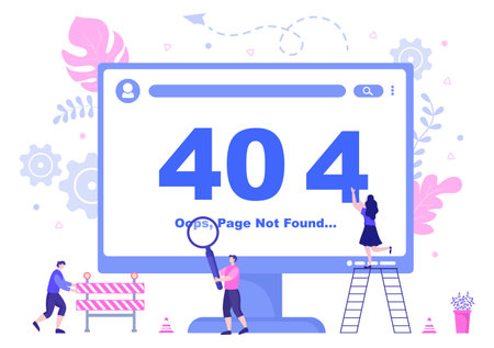404 Error And Page Not Found Vector Illustration. Lost Connect Problem, Warning Sign, Or Site...
