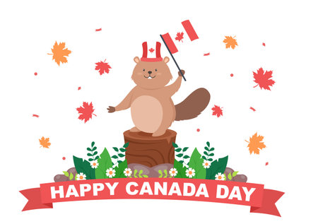 Happy Canada Day Celebration in 1st July Vector Illustration. Suitable For Greeting Card, Poster and Backgroundのイラスト素材