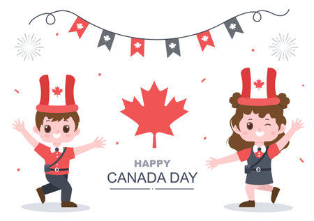 Happy Canada Day Celebration in 1st July Vector Illustration. Suitable For Greeting Card, Poster and Backgroundのイラスト素材