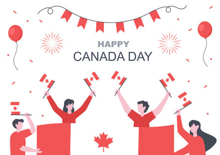 Happy Canada Day Celebration in 1st July Vector Illustration. Suitable For Greeting Card, Poster and Backgroundのイラスト素材