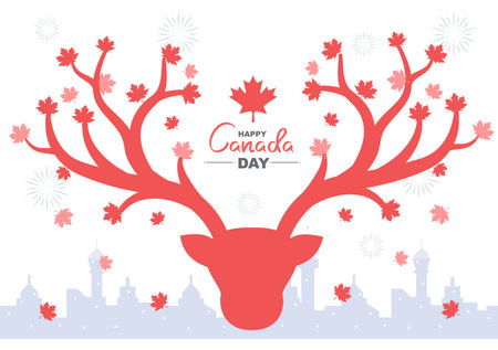 Happy Canada Day Celebration in 1st July Vector Illustration. Suitable For Greeting Card, Poster and Backgroundのイラスト素材