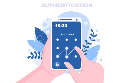 Authentication Security Vector Illustration Via Phone Or Computer For Code Message Shield And Password Secure Notice Loginのイラスト素材