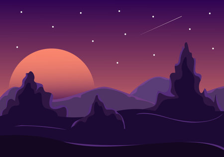 Astronaut With Rocket Background Illustration For Explore In Outer Space And Movement See Stars, Moon, Planets, Ufo Or Asteroidsのイラスト素材