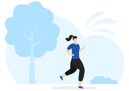 Jogging or Running Sports Background Illustration Men and Women for Active Body, Healthy Lifestyle, Outdoor Activitiesのイラスト素材