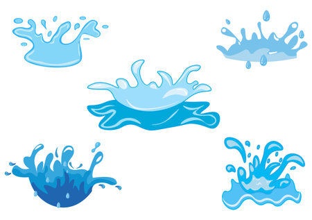 Set of Water Drop and Splash of Sparkling Blue Icon Illustration For Background or Additional to Your Designのイラスト素材