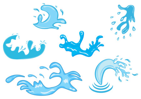 Set of Water Drop and Splash of Sparkling Blue Icon Illustration For Background or Additional to Your Designのイラスト素材