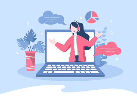 Robot Virtual Assistance or Chatbot Background Vector illustration. People smartphone conversation with Online technical support and Messagingのイラスト素材
