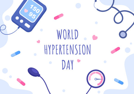 World Hypertension Day Vector illustration Commemorated Every May 17 to Symptoms and Prevention Blood Pressure Health for Background, Poster, Brochureのイラスト素材