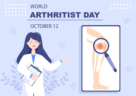 World arthritis day Background Which is Celebrated on October 12. Medical Treat Rheumatism, Osteoarthritis, X Ray Scan and Bone Health for Poster Vector Illustrationのイラスト素材