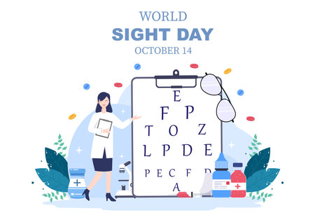 World Sight Day Background Vector Illustration Which is Commemorated Every Year for Where to Check Vision, Blindness, and Visual Impairment on the Eyes Conceptのイラスト素材