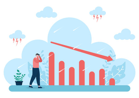 Loss in Business Lead to Bankruptcy, Economic or Loan Payback Problems, Failure and the Sinking of the Financial Crisis Process. Vector Illustration Conceptのイラスト素材