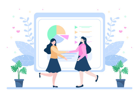 Two Businessmen Reach a Deal or Agreement Shaking Hands on Cooperation Contract as Successful Partners. Background Vector Illustrationのイラスト素材