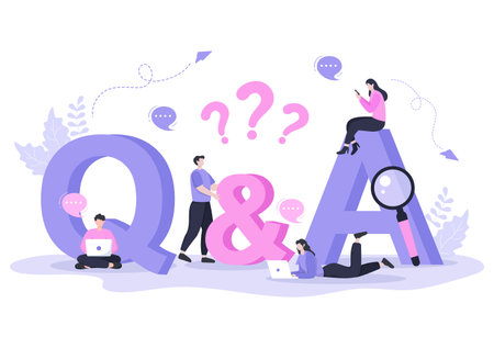 FAQ or Frequently Asked Questions for Website, Blogger Help desk, Clients Assistance, Helpful Information, Guides. Background Vector Illustrationのイラスト素材