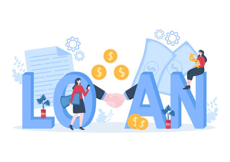 Mortgage Loan Debt Instruments that are Secured by Property Assets such as Real estate Services, Rent, Buying Home or Auction House. Background Vector illustrationのイラスト素材
