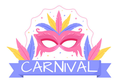 Happy Carnival Celebration Background Vector Illustration. People festival With Colorful Party, Confetti, Dance, Music and bright Costumes for Posterのイラスト素材