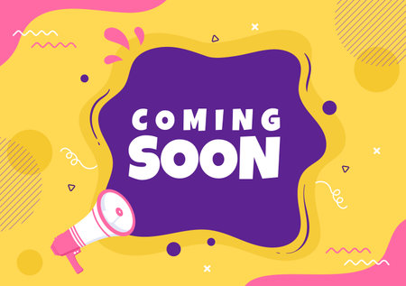Coming Soon background Vector Illustration. Business Advertising with Sign or Label Design for Sale Serve as a Banner, Poster and Promotion Announce Cardのイラスト素材