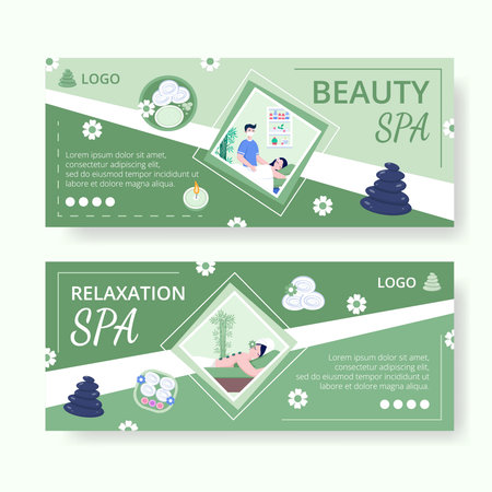 Beauty Spa and Yoga Banner Editable of Square Background Suitable for Social media, Feed, Card, Greetings, Print and Web Internet Adsのイラスト素材