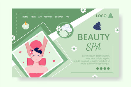 Beauty Spa and Yoga Landing Page Editable of Square Background Suitable for Social media, Feed, Card, Greetings, Print and Web Internet Adsのイラスト素材