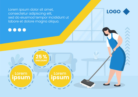 Home Cleaning Service Brochure Editable of Square Background Suitable for Social media, Feed, Card, Greetings, Print and Web Internet Adsのイラスト素材