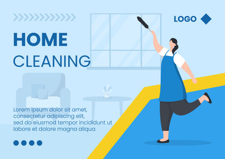Home Cleaning Service Brochure Editable of Square Background Suitable for Social media, Feed, Card, Greetings, Print and Web Internet Adsのイラスト素材