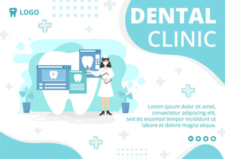 Dental Flat Design Illustration Brochure Editable of Square Background Suitable for Social media, Feed, Card, Greetings, Print and Web Internet Adsのイラスト素材