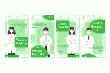 Medical Healthcare Flat Design Illustration Stories Editable of Square Background Suitable for Social media, Feed, Card, Greetings, Print and Web Internet Ads Templateのイラスト素材