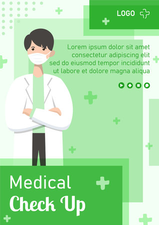 Medical Healthcare Flat Design Illustration Flyer Editable of Square Background Suitable for Social media, Feed, Card, Greetings, Print and Web Internet Ads Templateのイラスト素材
