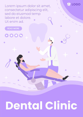 Dental Flat Design Illustration Flyer Editable of Square Background Suitable for Social media, Feed, Card, Greetings, and Web Internet Adsのイラスト素材