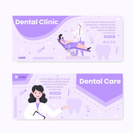 Dental Flat Design Illustration Banner Editable of Square Background Suitable for Social media, Feed, Card, Greetings, and Web Internet Adsのイラスト素材
