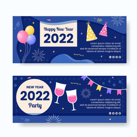 Happy New Year 2022 Banner Template Flat Design Illustration Editable of Square Background Suitable for Social media, Feed, Card, Greetings and Web Internet Adsのイラスト素材