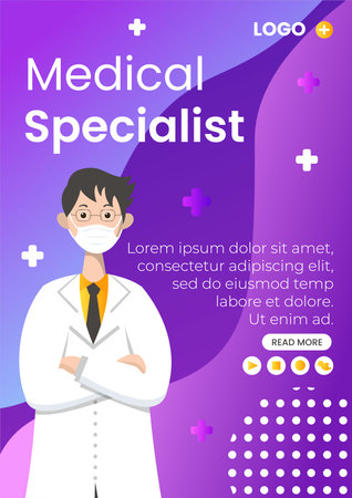 Medical Healthcare Flyer Template Flat Design Illustration Editable of Square Background Suitable for Social media, Feed, Card, Greetings and Web Internet Adsのイラスト素材