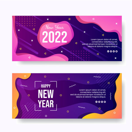 Happy New Year 2022 Banner Template Flat Design Illustration Editable of Square Background Suitable for Social media, Feed, Card, Greetings and Web Internet Adsのイラスト素材