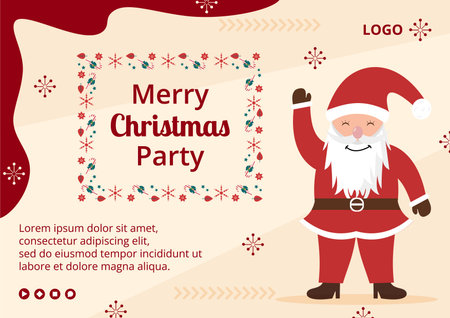 Merry Christmas Day Brochure Template Flat Design Illustration Editable of Square Background Suitable for Social media, Card, Greetings and Web Internet Adsのイラスト素材