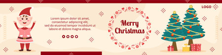 Merry Christmas Day Brochure Template Flat Design Illustration Editable of Square Background Suitable for Social media, Card, Greetings and Web Internet Adsのイラスト素材