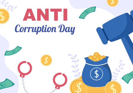 Anti Corruption Day Which is Commemorated Every 9 December for Tell the Public to Stop Give Money with a Prohibition Sign in Flat Design Illustrationのイラスト素材