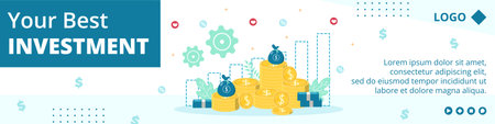 Business Investment Banner Template Flat Design Illustration Editable of Square Background Suitable for Social media, Greeting Card and Web Internet Adsのイラスト素材