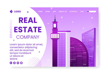 Real Estate Investment Landing Page Template Flat Design Illustration Editable of Square Background Suitable for Social media, Greeting Card and Web Internet Adsのイラスト素材