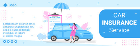 Car Insurance Cover Template Flat Design Illustration Editable of Square Background Suitable for Social media, Greeting Card and Web Internet Adsのイラスト素材